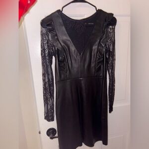 Zara leather mini dress with lace detailing